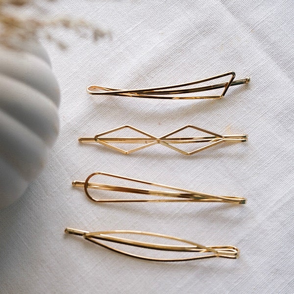 Liv| Gold Hair Clip-Gold Barrette-Simple Gold Hair Clip-Hair Clip-Minimalist Hair Clip-Set of 4-Set-Gold Bobby Pin-Gold Metal Hair Clip