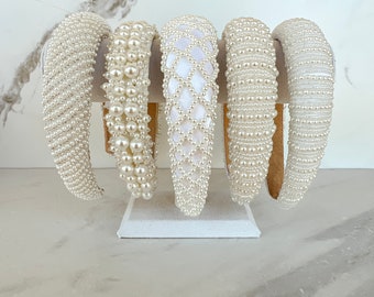 Ivory Pearl Headbands-Pearl Bridal Headband-Wedding Hairpiece-Wedding Headband-Pearl Headband-Baroque Headbands-Pearl Hair Accessory-Baroque