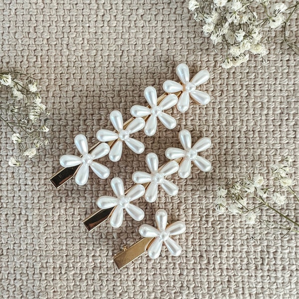 Madeliefje| Bruids Daisy Pearl Hair Clips-parel haarspelden-parel haar clips-bloemen parel haar clips-parel haar clip Pack-bruiloft parel haar clips