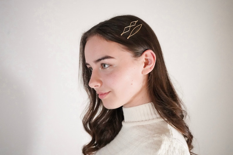 Liv Gold Hair Clip-Gold Barrette-Simple Gold Hair Clip-Hair Clip-Minimalist Hair Clip-Set of 4-Set-Gold Bobby Pin-Gold Metal Hair Clip image 2