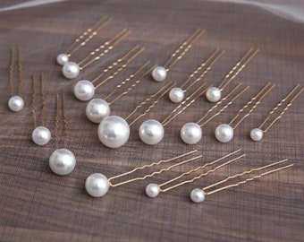 Sutton|Wedding Pearl Hair Pins-Pearl Hair Pins-Set of 18-Wedding Hair Accessory-Bridal Hair Piece-Wedding Hair Piece-Gold-Silver-Bridal Pins