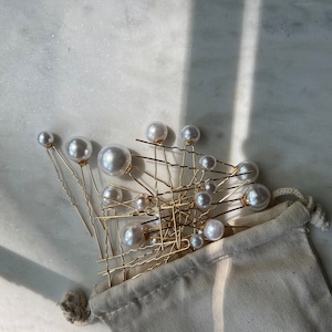 Bruidsparelhaarspeld-grootte 8 mm tot 20 mm-parelhaaraccessoires-bruidshaaraccessoires-bruiloft haarspeld parel haarspeld-goud-zilver-set van 18