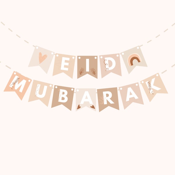 Eid Mubarak Banner - Printable, Digital download, Eid Decor, letter banner, Ramadan banner, Ramadan printable