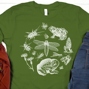 insect shirt, nature shirt, cottagecore aethetic, goblincore, fairycore top, cute cottage core clothing, insect lover shirt, frog lover gift