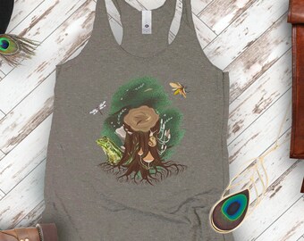 frog shirt, cottagecore, fairycore, insect lover tank forestcore, goblin core aesthetic, nature lover gift, autumn tank, racerback tank top