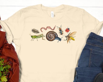 Insect Shirt, Bug Tee, Insect Lovers Shirt, Insect Print, Bioloog Print Shirt, Insect Lover Gift, Nature Lover Shirt, Cottage Core Shirt