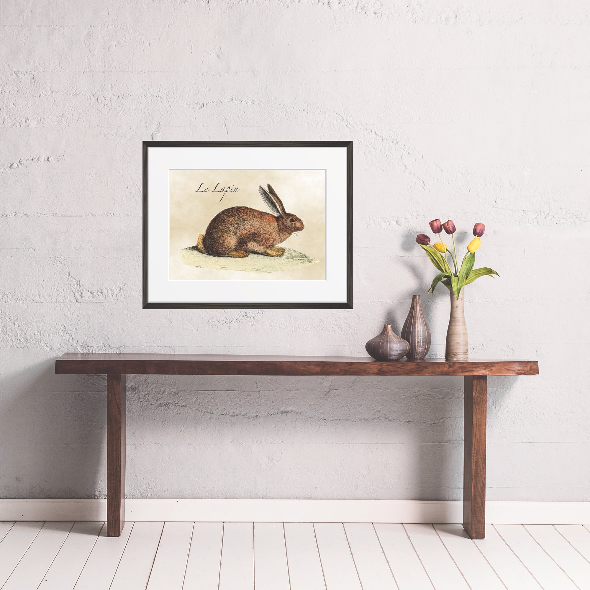 Vintage French Rabbit Watercolor Illustration Le Lapin or the - Etsy