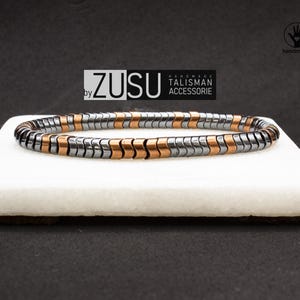 Koperen hematietsteen herenarmband - koperen golfgeslepen stijl, herenarmband | Genezing | Populair cadeau voor hem/vriendje, 6 mm