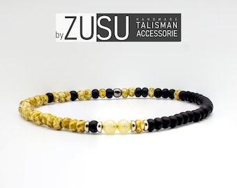 Citrine Mens Bracelet: Handmade Beaded Stretch Jewelry