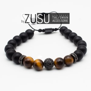 Bracelet Tigers Eye & Black Onyx , Tigers Eye Mens Bracelet , Tigers Eye Stone , Gifts for Men , Anniversary Gift ,  Gift for him,