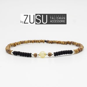 Citrine Mens Bracelet: Boho Minimalist Seed Bead Stretch Bracelet