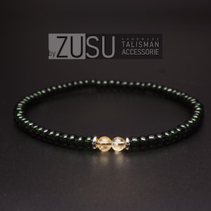 Citrine Mens Bracelet: Olive Green Seed Bead Stretch Bracelet
