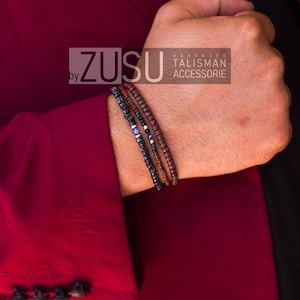 Lapis Lazuli Beaded Bracelet Set for Men: Handmade Jewelry