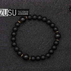 Handmade Obsidian & Matte Onyx Beaded Bracelet for Men