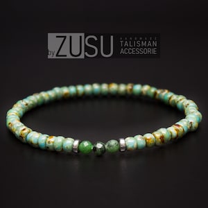 Raw Emerald Beaded Men&#39;s Bracelet: Lapis Lazuli & Malachite