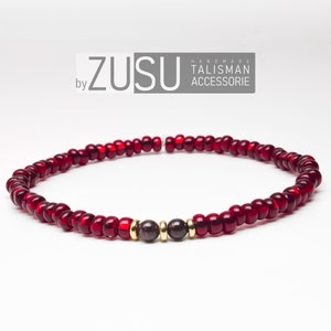 Garnet Red Beaded Bracelet: Gemstone Stretch Bracelet for Men