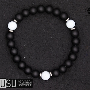 Moonstone & Onyx Bracelet for Men: Handmade Beaded Gemstone Jewelry