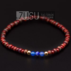 Lapis Lazuli Beaded Bracelet for Men: Agate, Seed Beads, Gold Filled