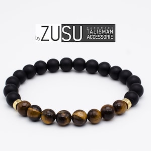 Tigers Eye Mens Bracelet , Tigers Eye  & Black Onyx Bracelet , Adjustable Bracelet for Men, 1st Aniversary Gift for him , Good Gift for Him