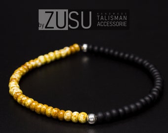 Minimalist Beaded Bracelet for Men: Sterling Silver, Glass Seed Beads