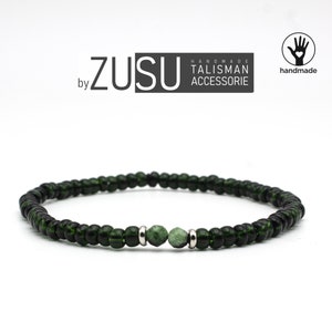 Emerald Beaded Mens Bracelet: Minimalist Gemstone Jewelry
