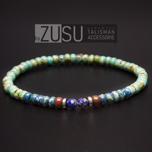 Lapis Lazuli Beaded Bracelet: Minimalist Men&#39;s Jewelry