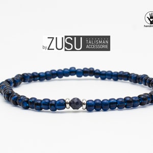 Blue Sapphire Bracelet: Minimalist Beaded September Birthstone Gift