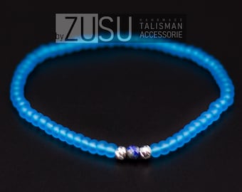 Pulsera de cuentas de lapislázuli azul para hombre: joyería minimalista