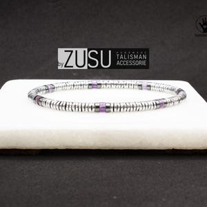 Amethyst Hematite Bracelet: Minimalist Unisex Gemstone Jewelry