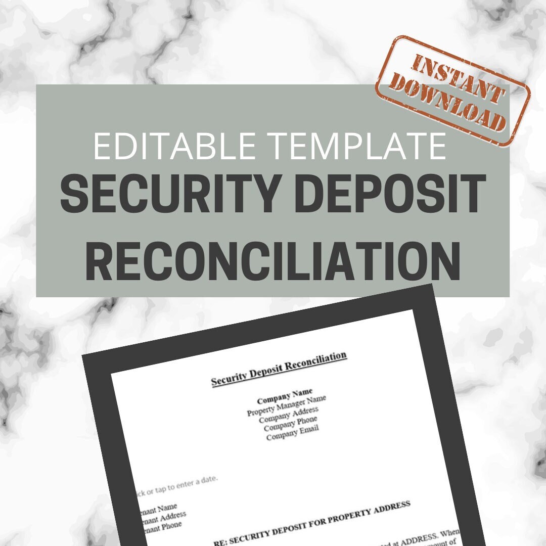 Security Deposit Reconciliation Editable Word Doc Instant Download Etsy