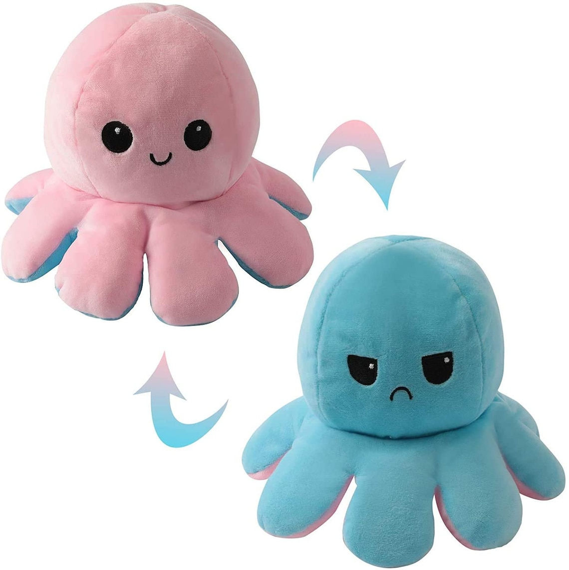 Reversible Plush Octopus Cute Pink Blue Kids Toy Gift Emotion Etsy