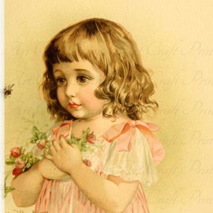 Vintage Victorian Child "Summer Joy" Art Print Digital Instant Download per fogli collage, Atc, Aceo, Scrapbooking, Arte Alterata