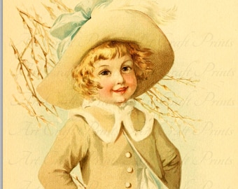 Vintage Victorian Child "Spring Fair" Art Print Digital Instant Download For Collage Sheets, Atc, Aceo, Scrapbooking, Altered Art