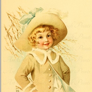 Vintage Victoriaans kind "Spring Fair" Art Print Digitale Instant Download Voor Collage Sheets, Atc, Aceo, Scrapbooking, Altered Art