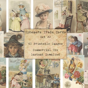 40 EPHEMERA CARDS SET #2 - Digital Collage Sheets Ephemera, Vintage Cards, Printable Download, Digital Collage, Ephemera Atc, Aceo