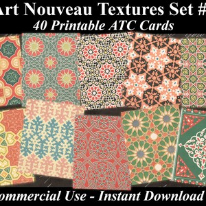 40 ART NOUVEAU Textures SET #1 - Digital Collage Sheets Textures, Vintage Cards, Printable Download, Digital Collage, Textures Atc, Aceo