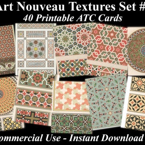 40 ART NOUVEAU Textures SET #2 - Digital Collage Sheets Textures, Vintage Cards, Printable Download, Digital Collage, Textures Atc, Aceo