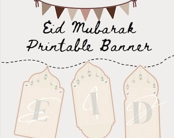 Eid Mubarak Printable Banner, Neutral, Instant Download