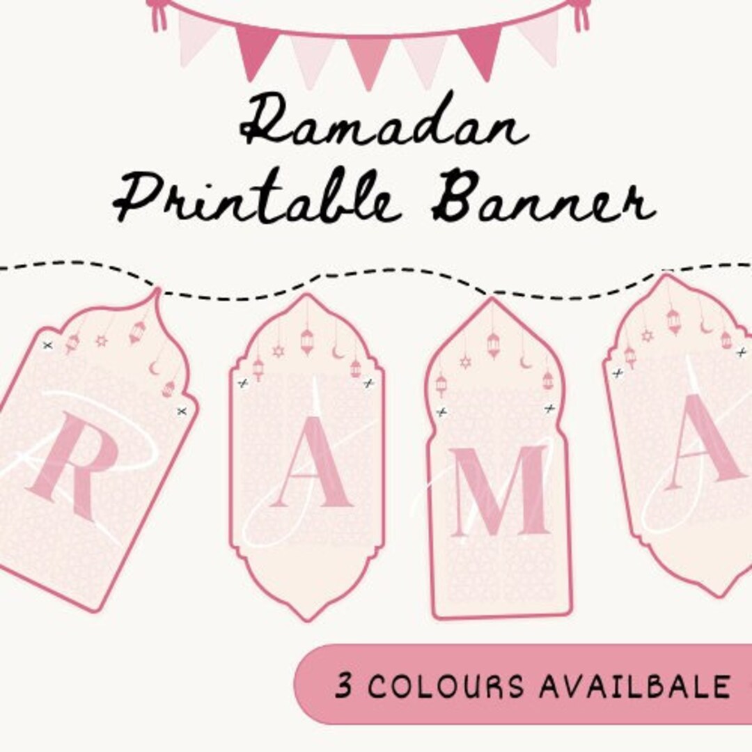 Ramadan Mubarak Printable Banner, Pink, Instant Download - Etsy