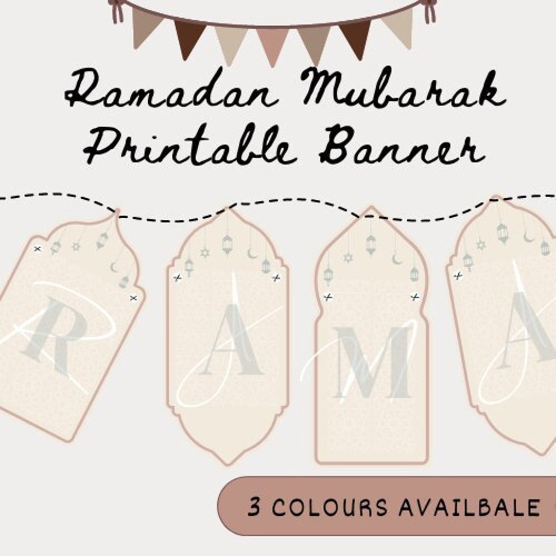 Ramadan Mubarak Printable Banner, Neutral, Instant Download Etsy