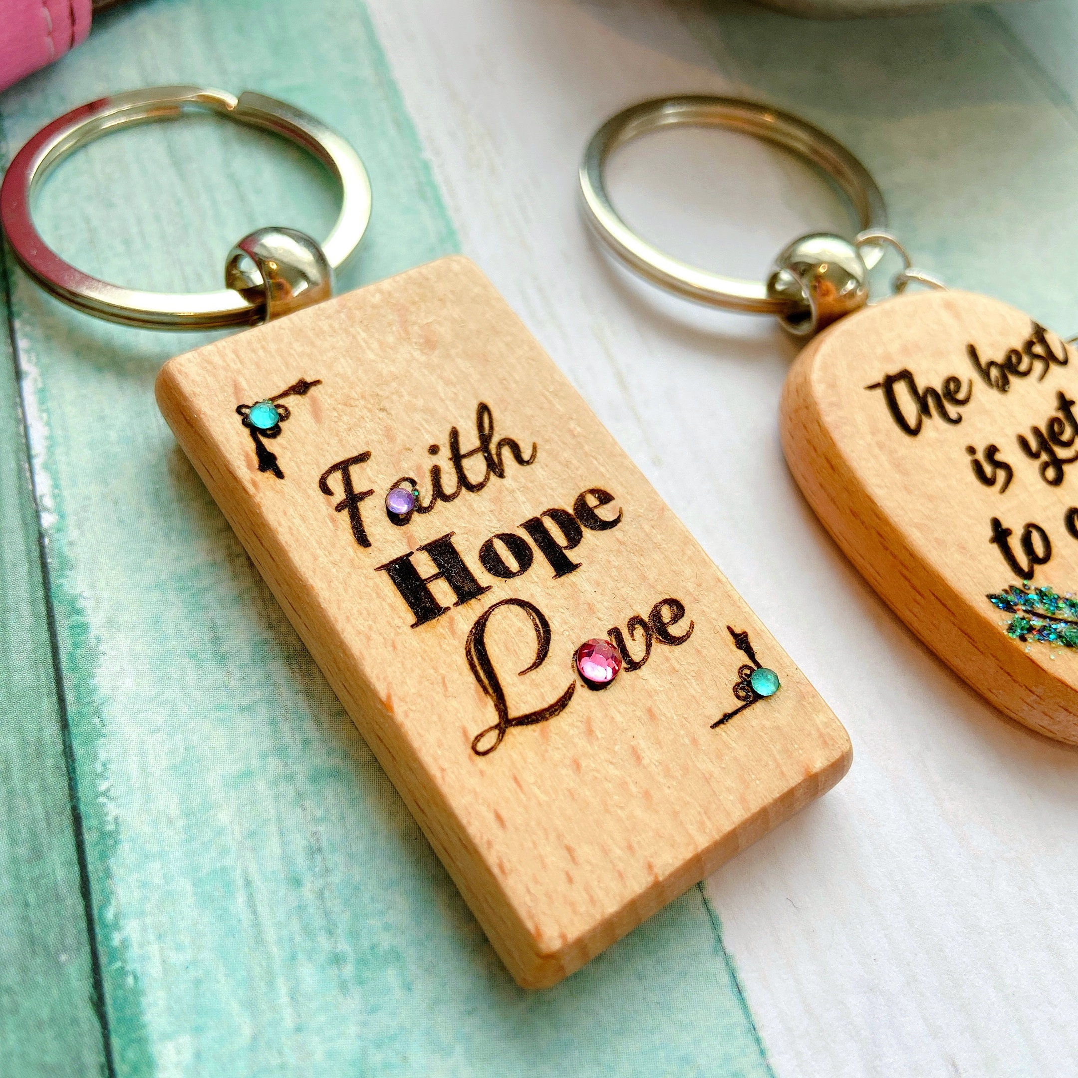 Inspirational Wooden Keychain - Engraved Quote Keyring With Tassel ...
