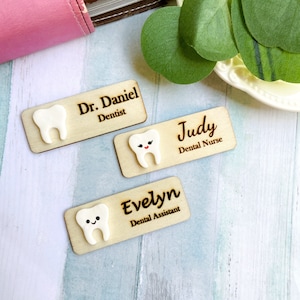 Dental Personalized Name Tag Badge, Dentist Name Badge, Nurse Name Badge, Polymer Clay Name Badge, Custom Name Badge, Dental Clinic Badge