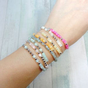 Blessing Morse Code Bracelet - Silver Trochus Shell Beaded Blessing Message Bracelet