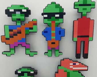 Sierra Space Quest 1 3D Kühlschrankmagnete (Grünes Alien Band (Bass, Sax, Trommeln), Sarien Soldier, Tiny)