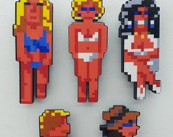 Sierra Freizeitanzug Larry 2 3D-Kühlschrankmagnete (Chief Keneewauwau, Bikini Larry, Barbara Bimbo, KGB Fische-Spezialistin, KGB Henchette)