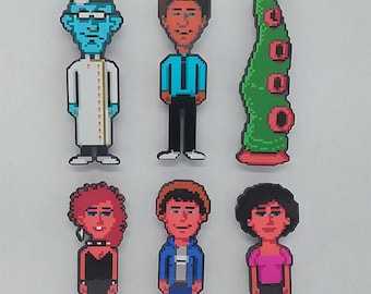 Maniac Mansion PC Gaming Magnete (Dr. Fred, Grüne Tentakel, Dave, Rasiermesser, Michael, Wendy)
