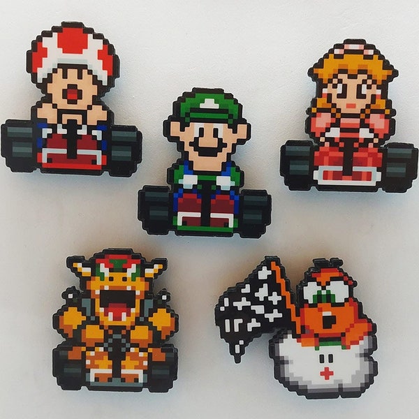 Super Mario Kart SNES Gaming Magnets (Luigi, Princess Toadstool, Bowser, Toad, Lakitu)