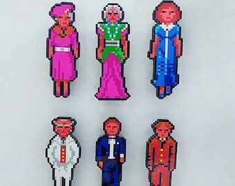 Colonel's Bequest Sierra 3D PC Gaming Magnets (Laura Bow, Ethel Prune, Gertrude Dijon, Jeeves, Clarence Sparrow, Dr. Wilbur C. Feels)