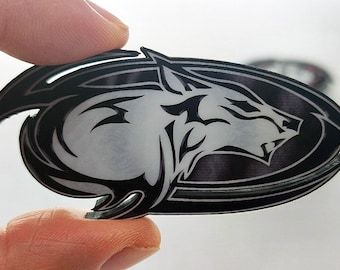 Forest River Wolf Pup, Grey Wolf, Arctic Wolf, Alpha Wolf, Wolf Pack Travel Trailer 3D Magnets (3 Magnets - Grey, Blue, Red Wolf Logo)