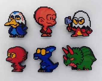 Bonk's Adventure TurboGrafx-16 Gaming Magnets (Bonk the Caveman, Bill Duck, Gary Geek, Hatchet, Red Beaker, Spikesauros)
